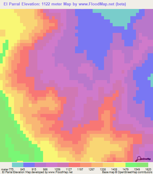 El Parral,Mexico Elevation Map