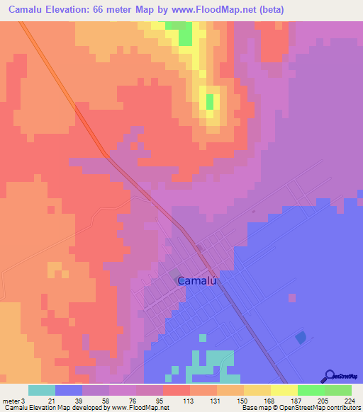 Camalu,Mexico Elevation Map