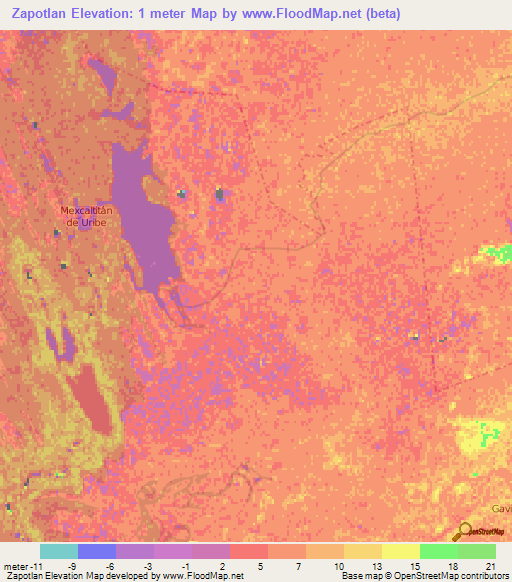 Zapotlan,Mexico Elevation Map