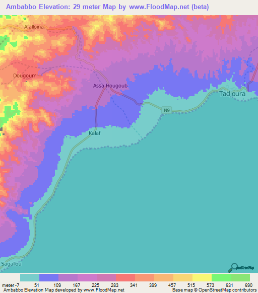 Ambabbo,Djibouti Elevation Map