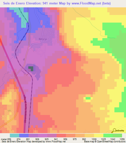 Seis de Enero,Mexico Elevation Map
