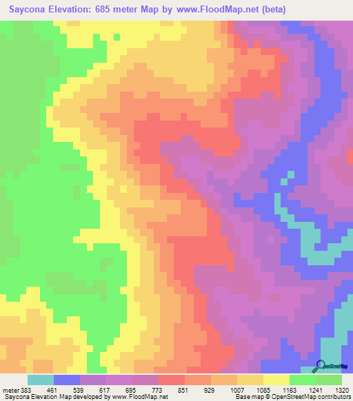 Saycona,Mexico Elevation Map