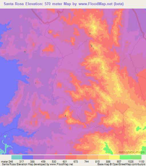 Santa Rosa,Mexico Elevation Map