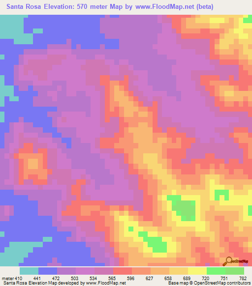 Santa Rosa,Mexico Elevation Map