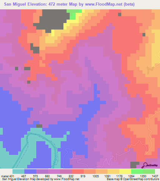 San Miguel,Mexico Elevation Map