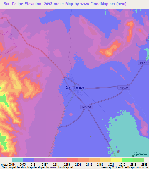 San Felipe,Mexico Elevation Map