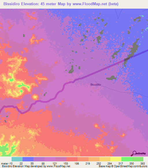 Bissidiro,Djibouti Elevation Map