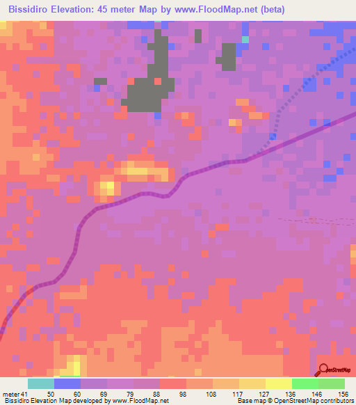 Bissidiro,Djibouti Elevation Map