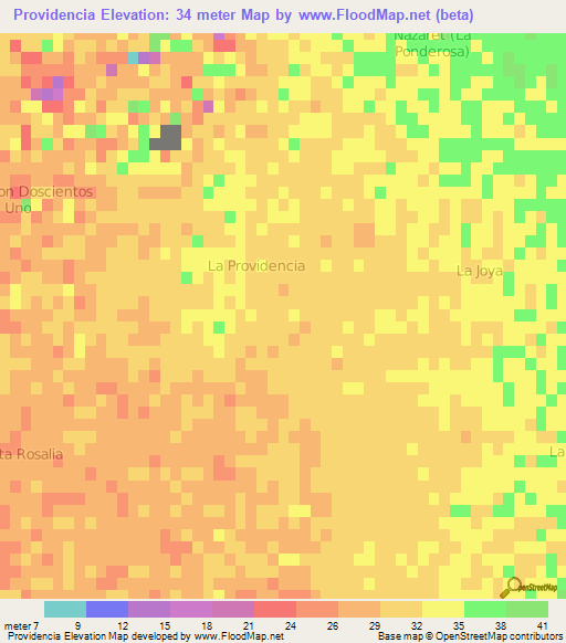 Providencia,Mexico Elevation Map