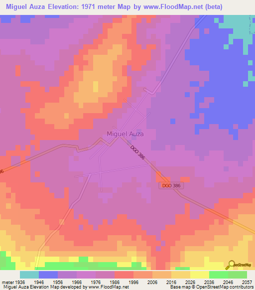 Miguel Auza,Mexico Elevation Map
