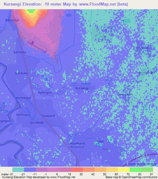 Kursangi,Azerbaijan Elevation Map