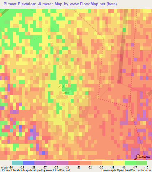 Pirsaat,Azerbaijan Elevation Map
