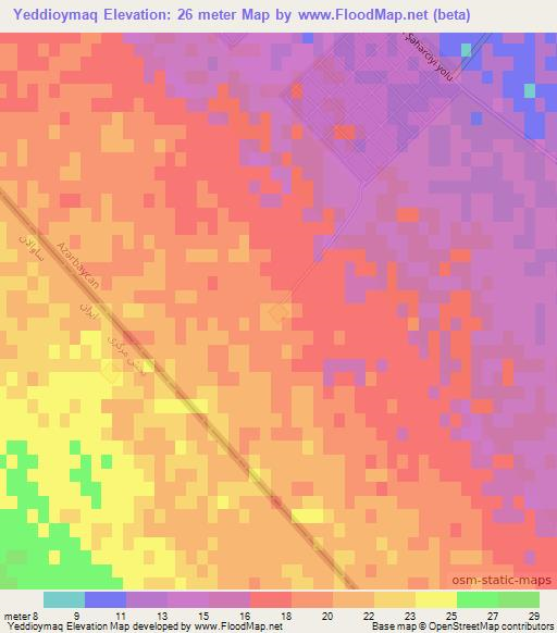 Yeddioymaq,Azerbaijan Elevation Map