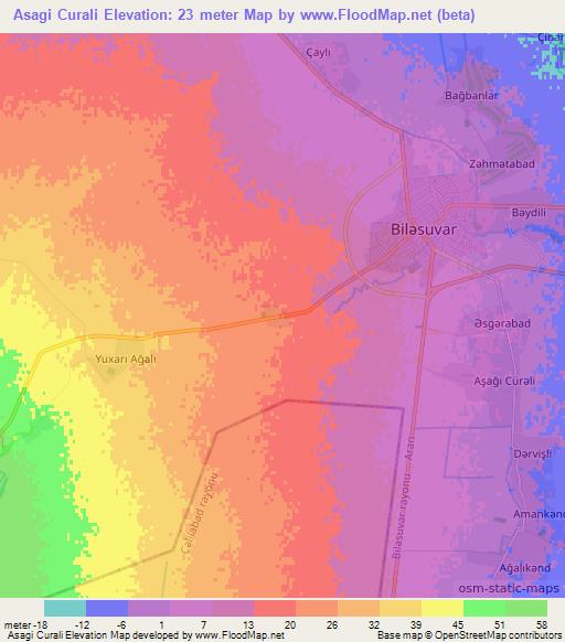 Asagi Curali,Azerbaijan Elevation Map