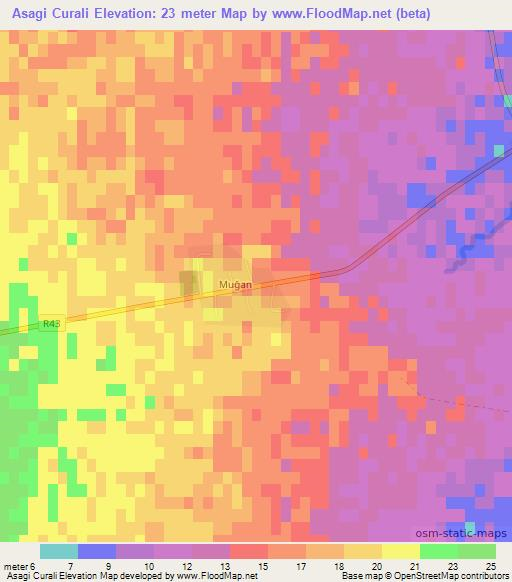 Asagi Curali,Azerbaijan Elevation Map