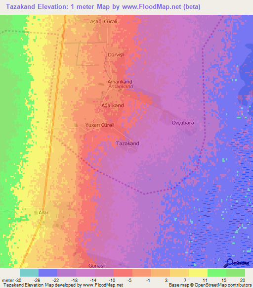 Tazakand,Azerbaijan Elevation Map