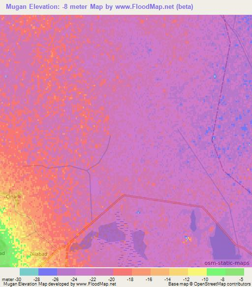 Mugan,Azerbaijan Elevation Map