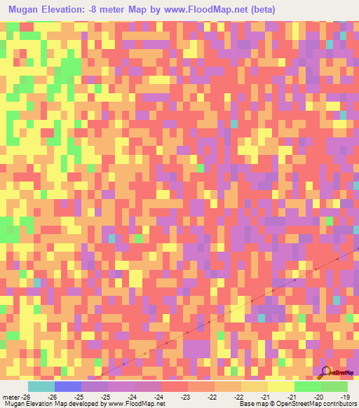 Mugan,Azerbaijan Elevation Map