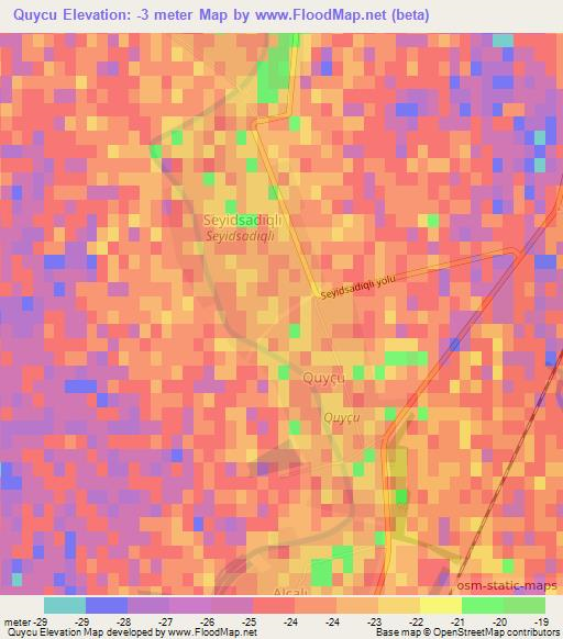Quycu,Azerbaijan Elevation Map