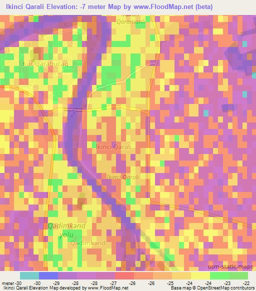 Ikinci Qarali,Azerbaijan Elevation Map