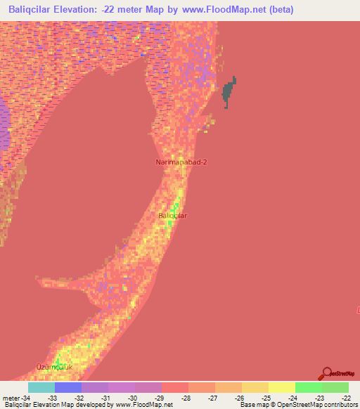 Baliqcilar,Azerbaijan Elevation Map