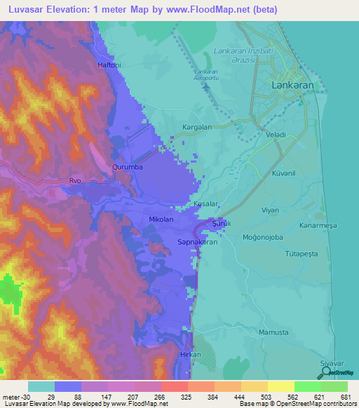 Luvasar,Azerbaijan Elevation Map