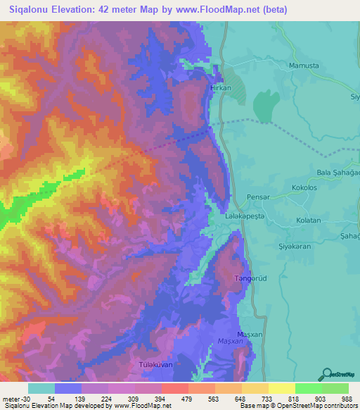 Siqalonu,Azerbaijan Elevation Map
