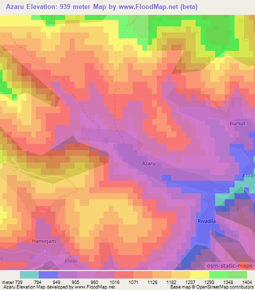 Azaru,Azerbaijan Elevation Map