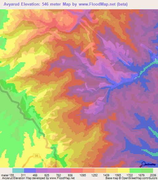 Avyarud,Azerbaijan Elevation Map