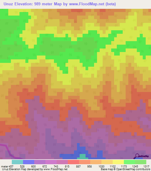 Unuz,Azerbaijan Elevation Map