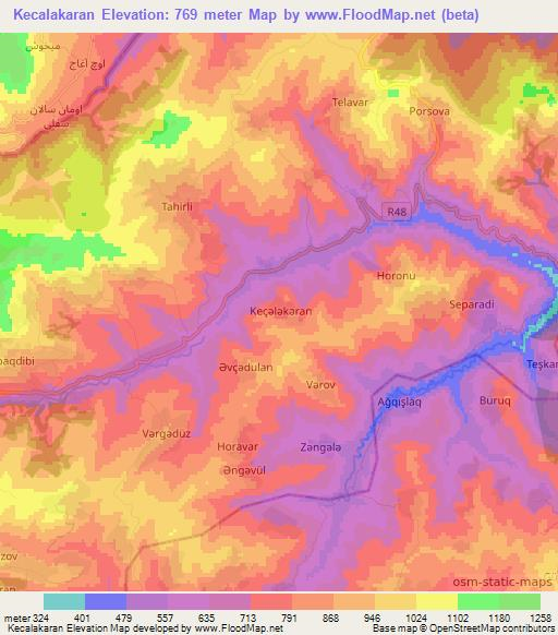 Kecalakaran,Azerbaijan Elevation Map