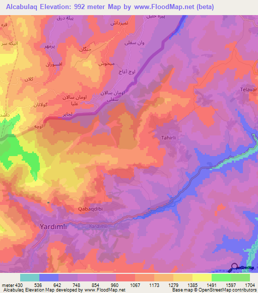 Alcabulaq,Azerbaijan Elevation Map