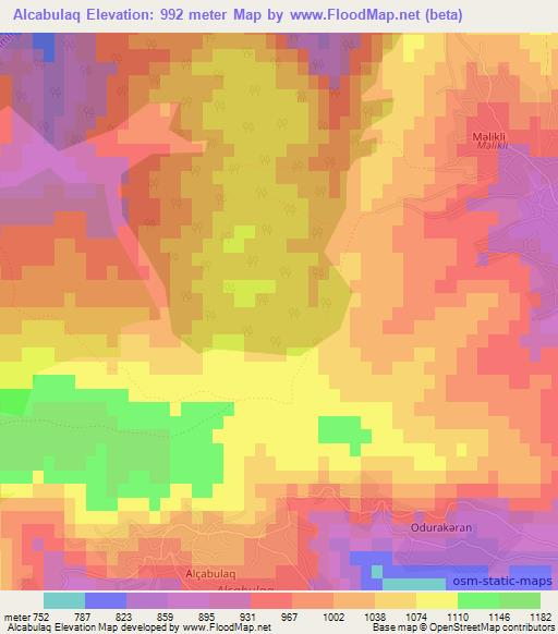 Alcabulaq,Azerbaijan Elevation Map