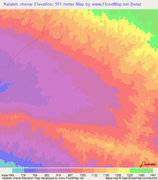 Kalateh chenar,Iran Elevation Map