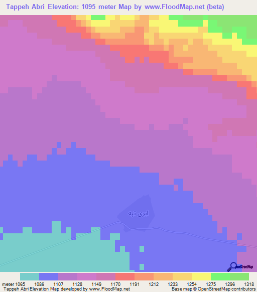 Tappeh Abri,Iran Elevation Map
