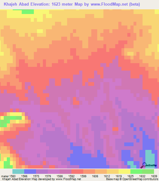 Khajeh Abad,Iran Elevation Map