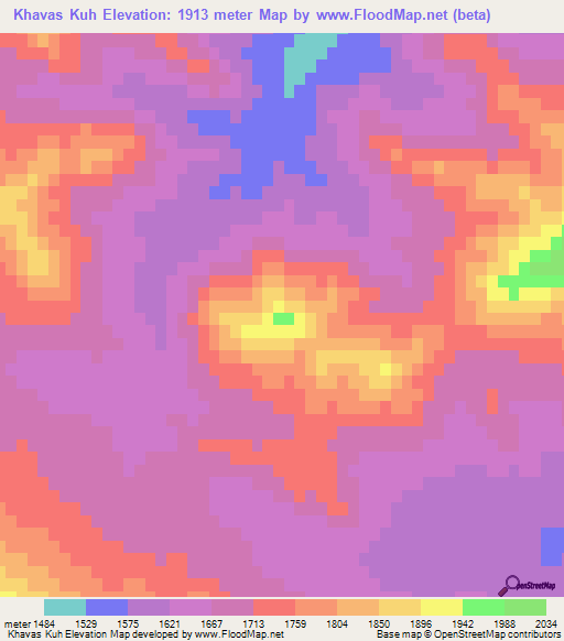 Khavas Kuh,Iran Elevation Map