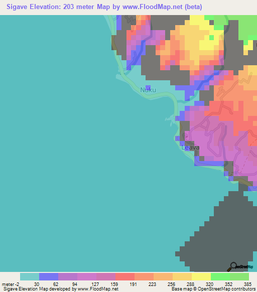 Sigave,Wallis and Futuna Elevation Map