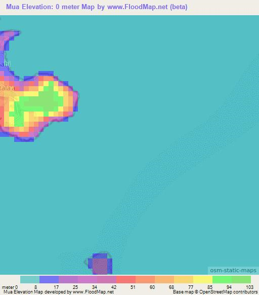Mua,Wallis and Futuna Elevation Map