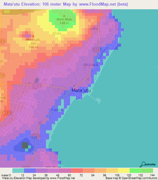 Mata'utu,Wallis and Futuna Elevation Map