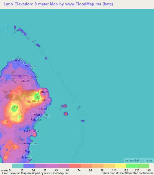 Lano,Wallis and Futuna Elevation Map