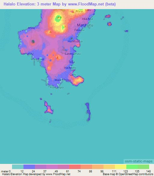 Halalo,Wallis and Futuna Elevation Map