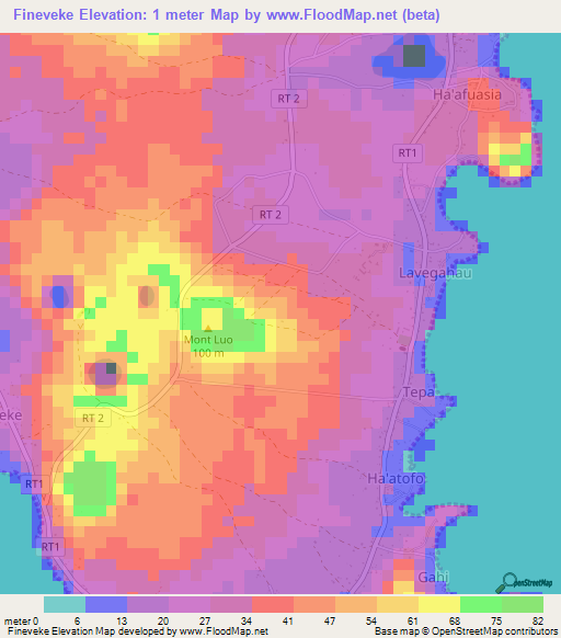 Fineveke,Wallis and Futuna Elevation Map