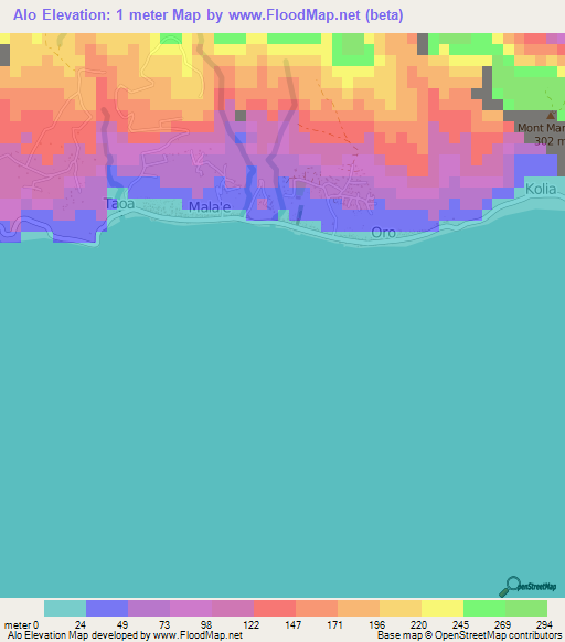 Alo,Wallis and Futuna Elevation Map