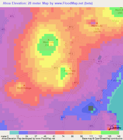 Ahoa,Wallis and Futuna Elevation Map