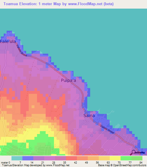 Toamua,Samoa Elevation Map
