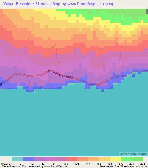 Vavau,Samoa Elevation Map