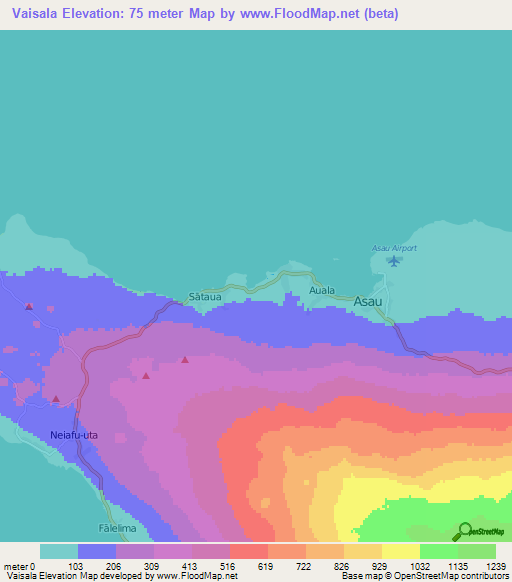 Vaisala,Samoa Elevation Map