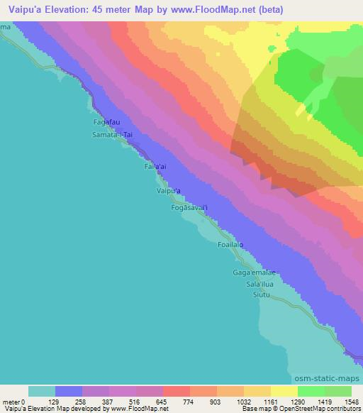 Vaipu'a,Samoa Elevation Map