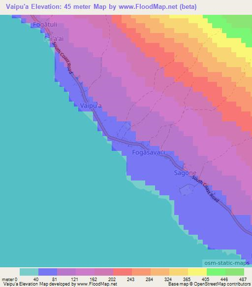 Vaipu'a,Samoa Elevation Map